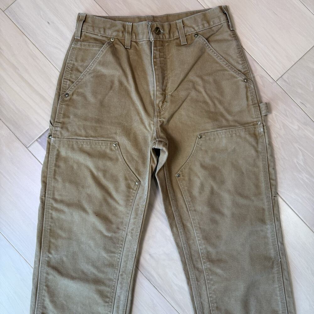 Vintage Carhartt Double Knee Pants 28 Khaki Canvas Heavy Workwear Carpenter - Picture 4 of 11